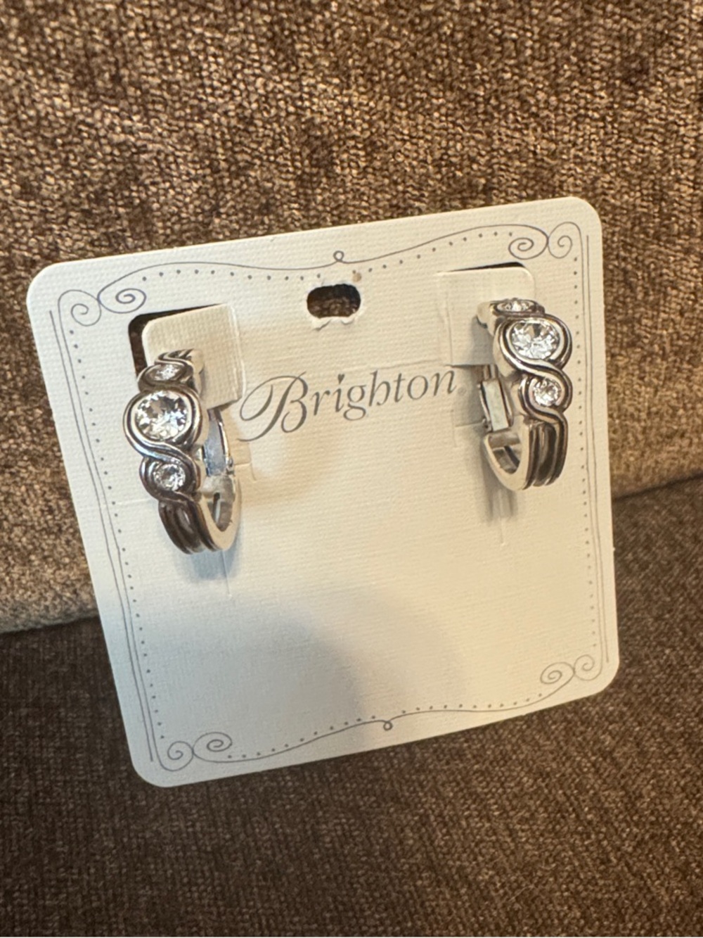 Brighton Silver-Tone Infinity Crystal Swirl Hoop Earrings